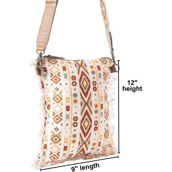 Boho Aztec Crossbody Bag Canvas Leather Organizer Women Vintage Festival - Picture 2 of 7